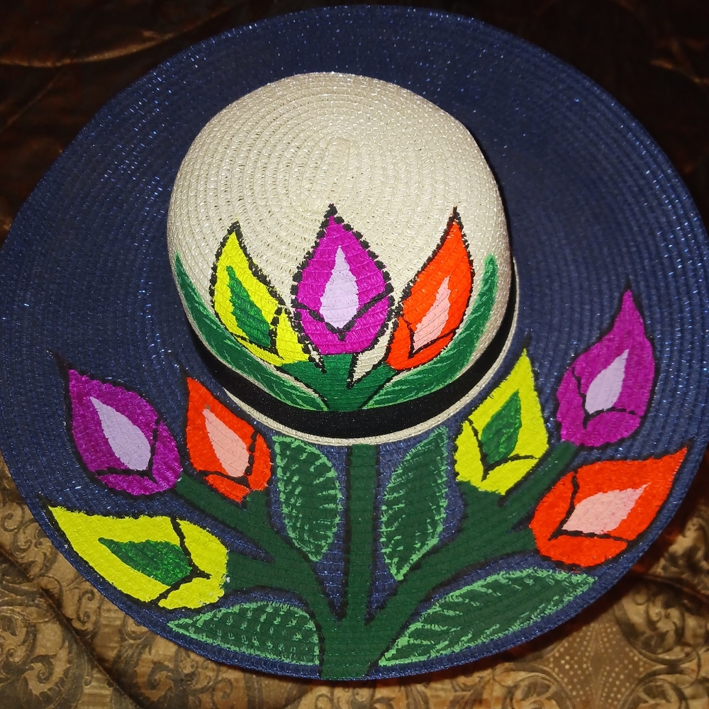 Handpainted Hat Made In Mexico New